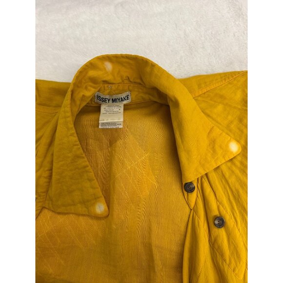 VTG ISSEY MIYAKE Scarf Tie-dye Long-sleeve shirt Small Cotton YLW/All-over patte - Picture 10 of 16